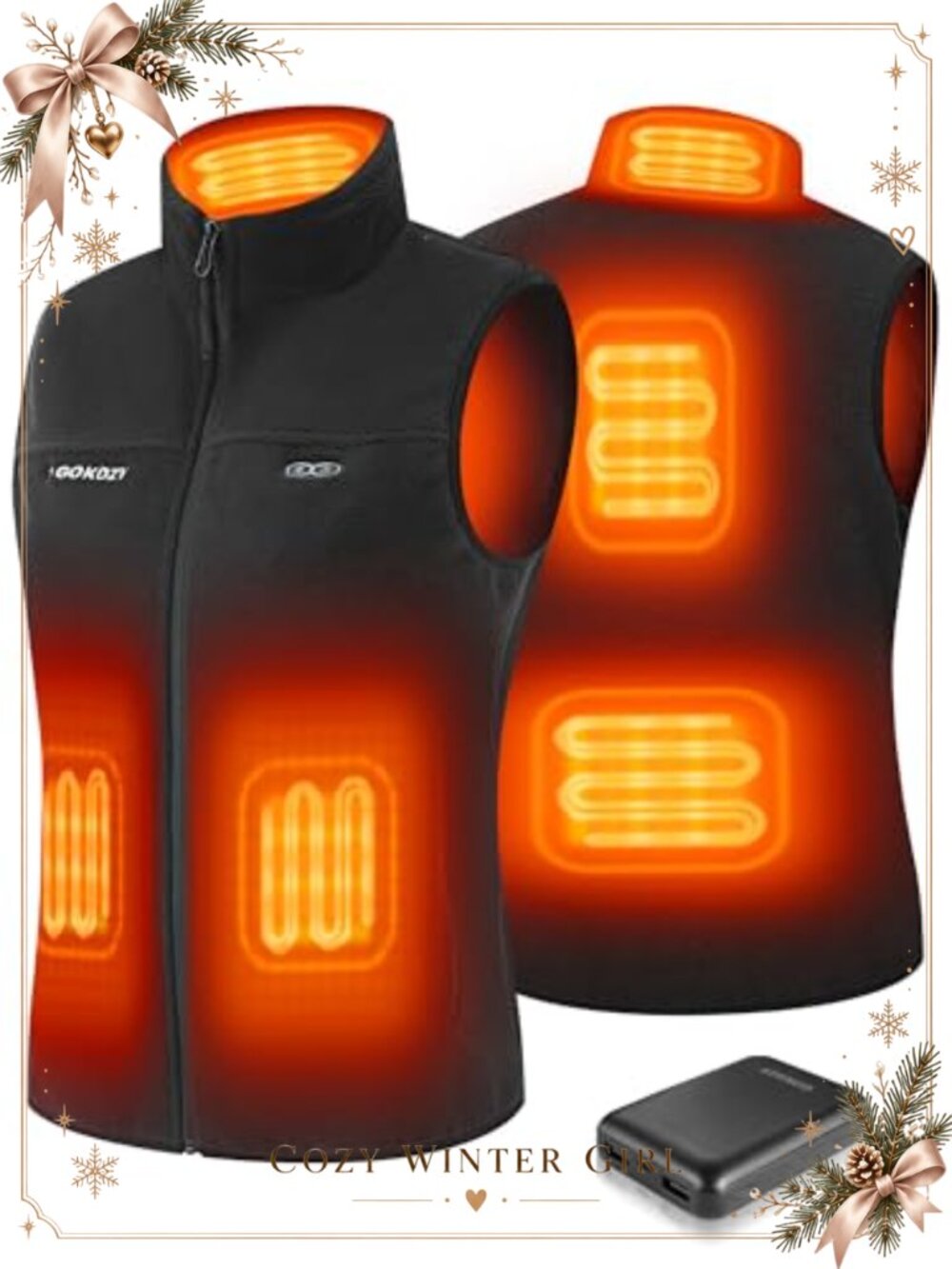 Heated Vest Womens Battery Pack Fleece Sherpa Ski Winter Layering